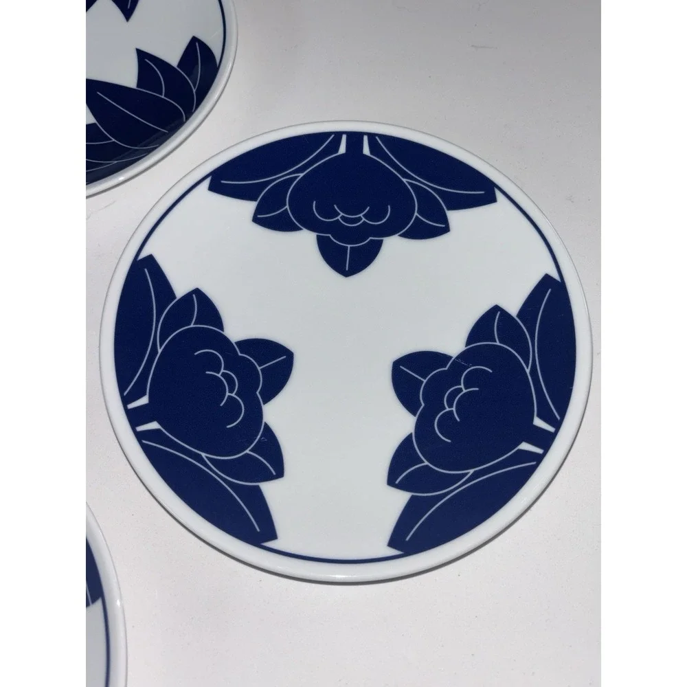 Set of 4 Crate & Barrel Maison Cobalt Blue Dessert Plates Made In Japan 7